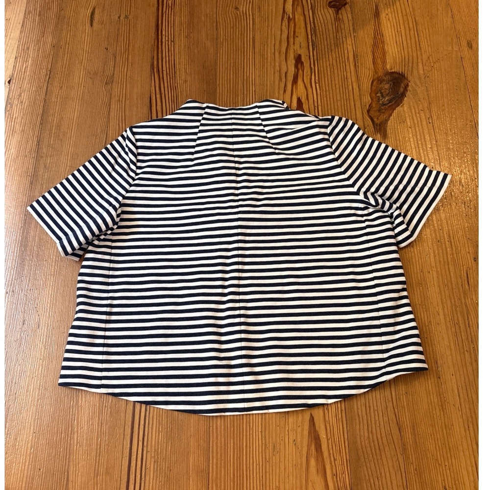 Lafayette 148 Cardigan Women Blue White Striped Open Front Knit SIZE M - Picture 7 of 7